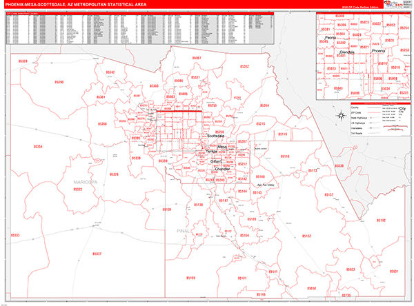 Phoenix-Mesa-Scottsdale Metro Area Wall Map